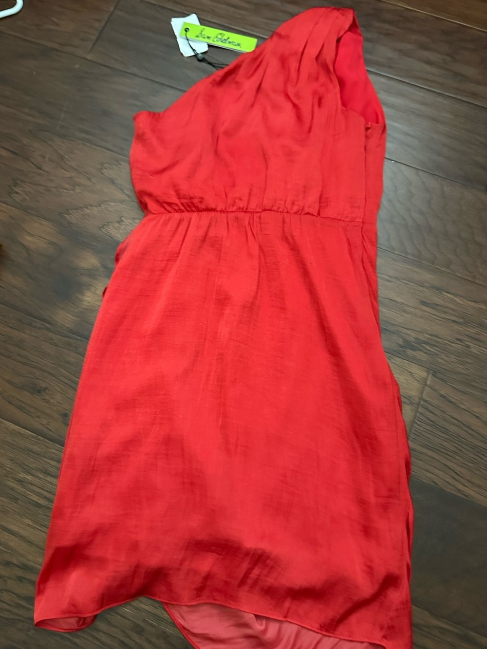 Sam Edelman Red One-Shoulder Ruched Midi Dress - Picture 3 of 4